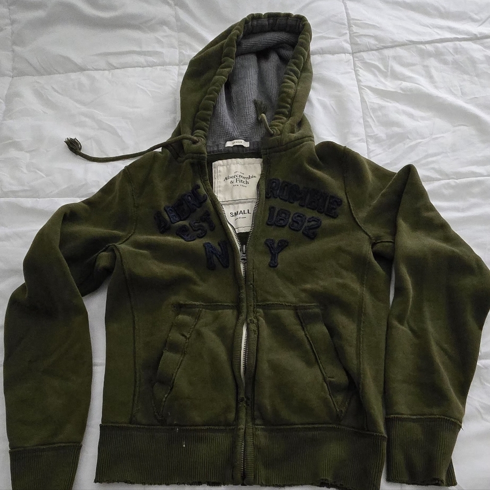 Abercrombie & Fitch Olive Green Hoodie Jacket